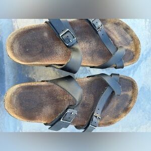 Birkenstock Women’s Black Two-Buckle Slide Sandals